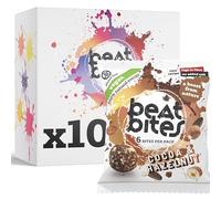 Beatbites Cocoa & Hazelnut Energy Bites | Natural Plant-Based Snack with Oats, Cacao & Hazelnuts | Healthy Craving Treat for Gym, Sports & Travel | Gluten Free, High Fibre | Made in UK | 10 x 45g