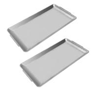 Beatcreat Stainless Steel Serving Trays, 14.2 x 7.9 Inch, Silver, 2 Pcs - Suitable for Cutlery, Kitchen, Party, Barbecue