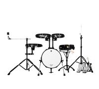 Beatello Jungle Pad Compact Portable Adult 5pc Drum Set, 1.5 inches ultra-thin steel drum Cavity,14 Inches Complete Full Size Kit with Bass, Toms, Snare, Floor,Stands, Hi-Hat Pedal,Drum Pedal,Black