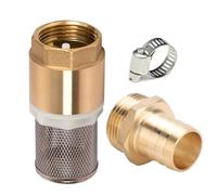 Beatific Brass Check Valve 1 Inch, Suction Filter Set 1 Inch, Brass Foot Valve with Check Valve, Suction Basket, Hose Connection and Hose Clamp (Screw Thread 1 Inch + Hose Connection 19 mm)