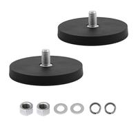 beatific Pack of 2 Neodymium Magnets, Rubberised, Diameter 88 mm, Rubber Round Magnets, Flat Gripper Magnet, Disc Pot Magnet with M8 External Thread, 55 kg Load Capacity, ZRB-069