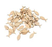Beatifufu 100Pcs DIY Painting Craft Wooden Fish Cutouts Unfinished Animal Wood Slices for Hanging Ornaments Home Decor and Creative Handcraft Projects