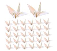 Beatifufu 100PCS Handmade Origami Paper Cranes Outdoor Wedding Party Decorations Pre Folded Lucky Crane Art for Shower Background and Garden Events