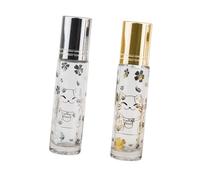 Beatifufu 10ml Cat Pattern Diy Essential Oil Perfume Roller Bottle Set 2pcs Glass Stainless Steel Balls Leakproof