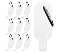 Beatifufu 10pcs 30ml Refillable Pet Hand Lotion Bottles with Flip Cap and Hook Carrier, Portable Sub-packaging Empty Dispensers for Travel Toiletries and Bathroom Use Random Color