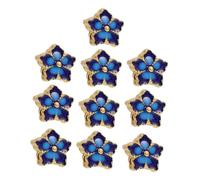 Beatifufu 10pcs Blue Alloy Five-petal Flower Loose Beads DIY Earrings Making Accessories for Necklace and Bracelet Crafting