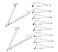 Beatifufu 10pcs Foldable Lid Support Hinge Thickened Stainless Steel Two Fold Design for Cabinet Cupboard Wooden Box Display Rack Reinforced Hinges
