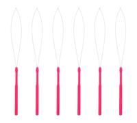 Beatifufu 10pcs Plastic Handle Hair Extension Pulling Loop Threader Bead Device Tool for Hair Extensions and Braids Pink Red Suitable and Bead Threading