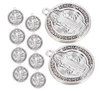 Beatifufu 10pcs Zinc Alloy Saint Benedict Cross Charms for Necklace Making and Keychain Crafting Italian-inspired Metal Pendants with Detailed Pattern Religious Protection Amulets for DIY