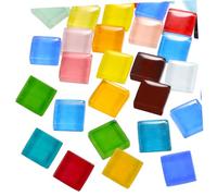 Beatifufu 1200 Pcs Mixed Color Square Glass Tiles Flatback Crystal Mosaic for DIY Crafts Multi Color Solid Design for Home Decoration Jewelry Clocks and Art Projects