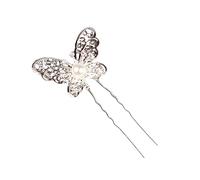 Beatifufu 12pcs Elegant Vintage Rhinestone Inlaid u Shaped Hairpins Silver Butterfly Hair Sticks for Updo Hairstyles for Weddings Parties and Special Occasions
