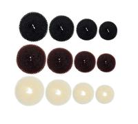 Beatifufu 12pcs Hair Bun Makers Set Donut Shaped Hair Rings for Women Adjustable Size for Updos for Dance and Everyday Use Available in Beige Black and Coffee