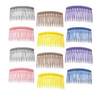 Beatifufu 12pcs Matte Plastic Side Hair Combs 8cm with 16 Teeth, Curved Design Hair Accessories for Women, Mixed Colors for Styling Updos and Everyday Use Random Color