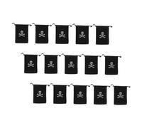Beatifufu 15pcs Pirate Drawstring Bag Skull Sign Carrying Sack Polyester Halloween Pirate Coins Loot Storage Bag Multipurpose for Party Favor Birthday Treats