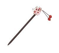 Beatifufu 1pc Decorative Updo Hairpin Agate and Flower Design Vintage Wooden Hair Clasp for Bun Hairstyles Elegant Retro Headdress for Women Chic Traditional Chinese Style Accessory