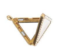 Beatifufu 1pc DIY Triangle Pendant Openable Photo Locket with Rhinestone Design Alloy Ornament for Custom Jewelry Making for Key Rings and Necklaces