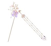 Beatifufu 1pc Retro Hair Chopstick Antique Tassel and Jade Flower Design Elegant Hairpin for Women Handmade Vintage Headdress Accessory for Hair Styles