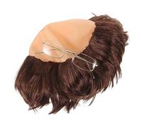 Beatifufu 1set Bald Monk Wig with Glasses for Halloween Cosplay Funny Accessory for Men for Parties and Stage Easy to Wear and Memorable