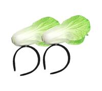 Beatifufu 2 Pcs Funny Chinese Cabbage Headband Soft Scalp-friendly Vegetable Hairband for Women Men Party Festival Cosplay Unique Light Green Novelty Headwear