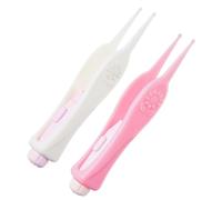 Beatifufu 2 Pcs LED Visible Ear Cleaner with Flexible Plastic Tweezer Tips for Boy Girl and Safe Earwax Removal Tool with Eco Friendly Material Portable White and Pink Earpicks