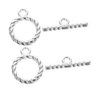 Beatifufu 2 Sets Sterling Silver Toggle Clasps for Bracelet and Necklace DIY Jewelry Making Vintage Style Ot Clasp Connectors Jewelry Fasteners for Handmade Accessories Pack