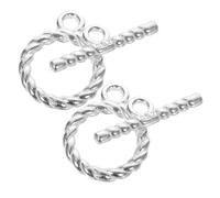 Beatifufu 2 Sets Sterling Silver Toggle Clasps for Necklace and Bracelet DIY Jewelry Making Easy to Install Connecting Clasps Vintage Style for Repair and Crafting