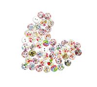 Beatifufu 200 Pcs Round Buttons Flower Printed White Base Wooden Craft Buttons for Sewing Knitting Crochet DIY Scrapbooking Accessories Mixed Color