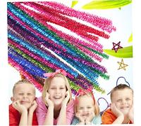 Beatifufu 200Pcs Multicolor Glitter Bendable Craft Sticks Set for Flexible DIY Stem Bars for Creative Art Projects Colorful Pipe Cleaner for Birthday Party Decorations and Random Color