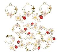 Beatifufu 20pcs Alloy Jewelry Charms with Ladybug Bee Flower Pendants for DIY Necklaces Bracelets Earrings Keychains Smooth Edges Craft Accessories for Women