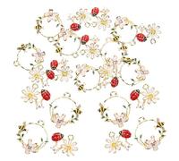 Beatifufu 20pcs DIY Jewelry Charms with Ladybug Bee Flower Designs Alloy Bracelet and Necklace Pendants for Crafting Durable and Easy to Use Accessories for Handmade Gifts