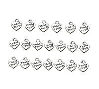 Beatifufu 20pcs Thank You Necklace Charms Alloy Heart Shape Lettering Pendants for Jewelry Making Charm Pendant for Necklace Bracelet