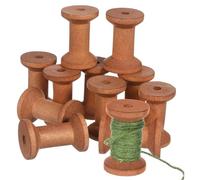 Beatifufu 20pcs Wooden Thread Spools Rustic Vintage Empty Ribbon Bobbins for Sewing Knitting Yarn Storage Craft Supplies Light Brown