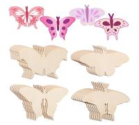 Beatifufu 24 Pcs Wooden Butterfly Crafts for Painting DIY Wooden Discs for Birthday Decorations Versatile Shapes for Creative Handmade Art Projects and Classic Home Decor