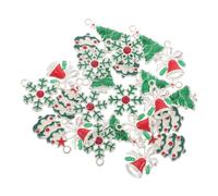 Beatifufu 24pcs Alloy Christmas Tree Ornaments Silver Bell Snowflake Charms for Holiday Jewelry Crafting Supplies Xmas Decorations