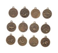 Beatifufu 24Pcs Double-sided DIY Alloy Pendants for Jewelry Making Zodiac Star Charms Necklace Accessories Fashionable Hanging Pendants for Bracelets and Necklaces