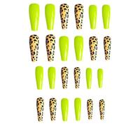 Beatifufu 24pcs Leopard Pattern Extra Long Fake Nails Ultra-thin Plastic Press on Nails Not Easy to Break for Women Night Club and Daily Life
