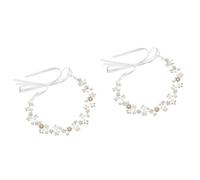 Beatifufu 2pcs Adjustable Ribbon Rhinestone Manmade Pearl Flower Headwear Bridal Hair Pin Headdress for Wedding Party Celebration
