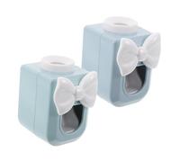 Beatifufu 2pcs Automatic Cartoon Toothpaste Pump Dispenser with Wall Mount for Fun White Bow Toothpaste Tube Roller Squeezer Holder Bathroom Organizer Easy Operation to Reduce Waste