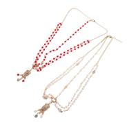 Beatifufu 2pcs Boho Gothic Wedding Head Chain Pearl Rhinestone Bridal Hairband Lightweight Festival Party Hair Accessories for Brides Halloween Baroque Style