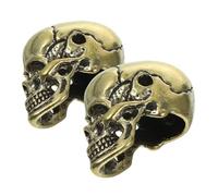 Beatifufu 2pcs Bronze Skull Charm: Skull Head Charm for Crafting and Jewelry Making 2mm Hole Diameter - Small Brass Halloween Beads for Bracelet - Unique Goth Keychain Accessory