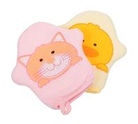 Beatifufu 2Pcs Cartoon Bath Mitts for Baby Bath and Shower Soft Cotton Washcloths Hanging Loop Star Print Scrubber for Infants and Children Random Color