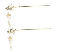 Beatifufu 2pcs Chinese Flower Hair Stick Tassel Elegant Hair Pin for Buns Vintage Styling Accessory for Women and Girls for Special Occasions and Festivals