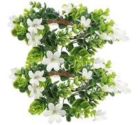 Beatifufu 2pcs Christmas Candle Rings Silk Cloth and Pe Material Green Ring Wreath with Realistic Appearance and Never Wither Feature for Family Parties and Party Decoration