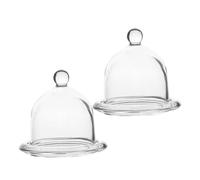 Beatifufu 2Pcs Clear Glass Cake Dome with Base Dustproof Cake Stand with Glass Dome Cover for Elegant Dessert Display Freshness Protection Reusable Easy Clean Serving Tray for Kitchen Party