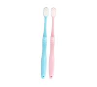 Beatifufu 2pcs Dense Bristle Soft Toothbrushes for Sensitive Gums Superfine Bristles Oral Cleaning Tool Ergonomic Grip with Blue and Pink Brushes for Postpartum and Adult Care