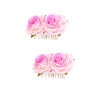 Beatifufu 2pcs Dual Flower Rose Hair Comb Elegant Cloth Art Headdress for Weddings Parties Gorgeous Floral Decoration for Women Girls for Brides and Special Occasions