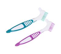 Beatifufu 2Pcs Dual Head Denture Cleaning Brush with Ergonomic Non Slip Handle Versatile Gum Toothbrush for Thorough False Teeth Care and Maintenance Lightweight Oral Hygiene Tool for Easy