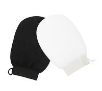 Beatifufu 2pcs Exfoliating Bath Gloves for Shower Scrubbing Rayon Material Body Scrubber Mitts Gentle Skin Massage and Cleansing White