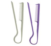 Beatifufu 2pcs Hair Straightening Comb V Shaped Plastic Hair Parting Tools for Women Fine Tooth Rail Combs for Flat Iron Styling Assorted Purple and Green Colors