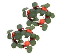Beatifufu 2pcs Handmade Pumpkin Wreath Rustic Autumn Door Hanging Decor for Front Door Wall Window Artificial Orange Flower Garland with Hanger for Farmhouse Thanksgiving Holiday Party